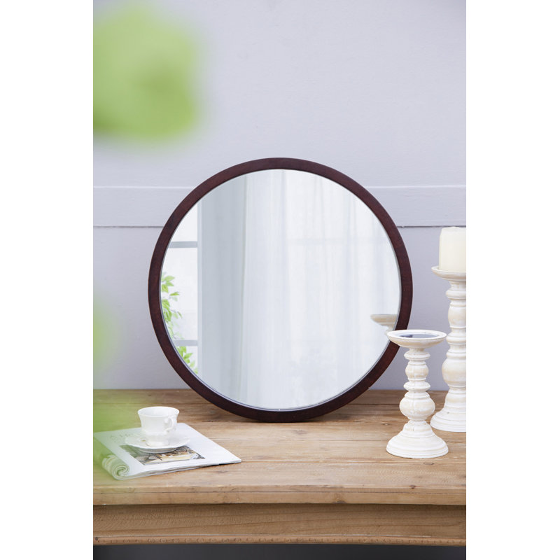 Miroir mural circulaire pour salon, salle à manger, vestibule, Marron foncé