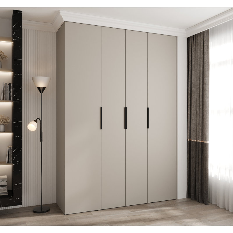 Wardrobe Moko 4, Cashmere/Gold, 245,5cm H x 170cm W x 50cm D