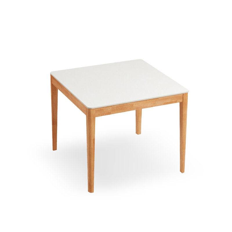 Table de salle à manger blanche carrée en bois massif et en pierre frittée, Burlywood