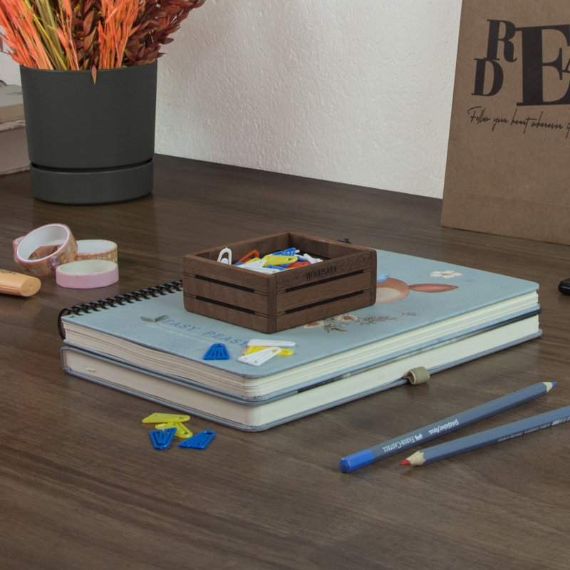 Wood Paper Clip Holder, Walnut