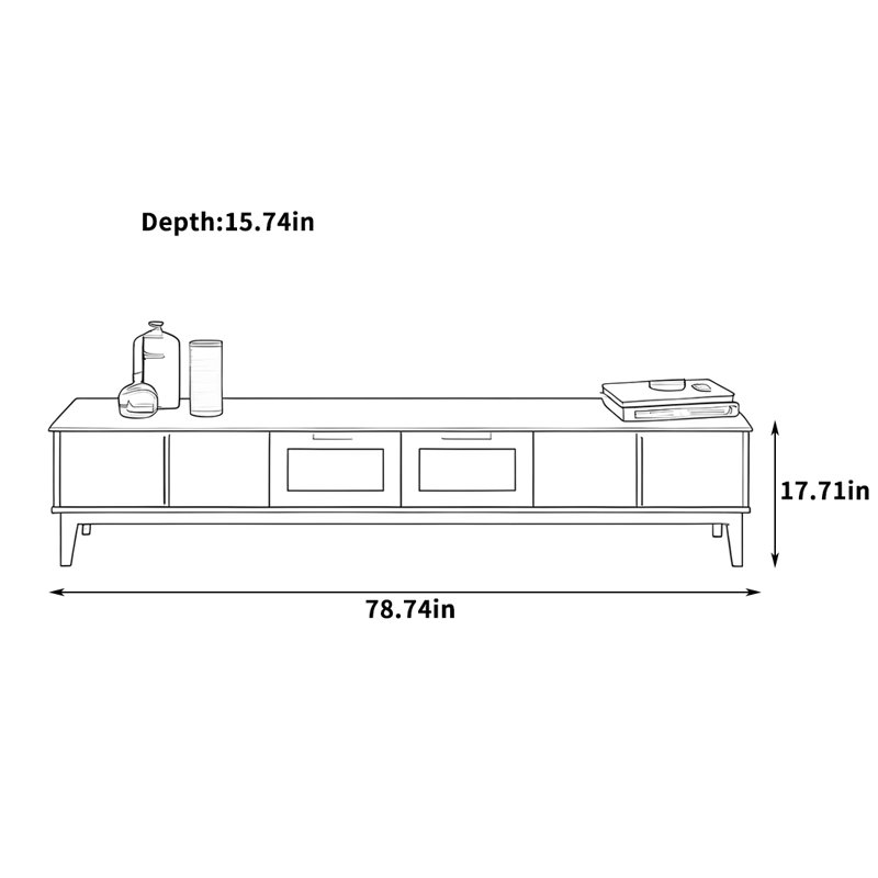 Solid Ash Wood TV Stand with Unique Handles