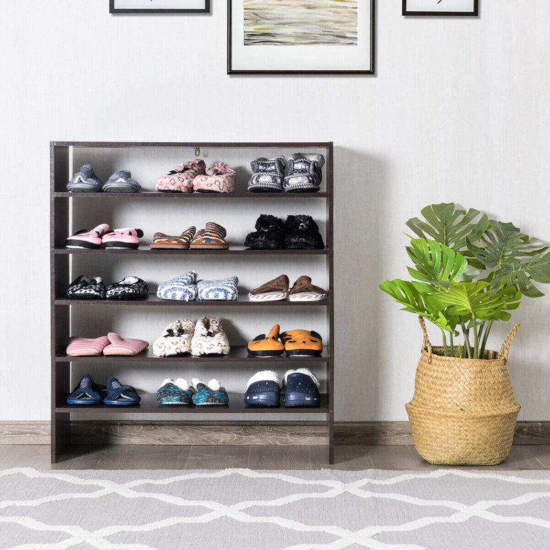 3 Pcs 31-Inch Stackable Shoe Rack, Walnut