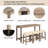 4 Piece Bar Table Set with Power Outlet,Bar Table Set with Chairs,Sofa Bar Table with Stools,Behind Couch Table with 3 Padded Stools,for Living Room,Dining room-2058855997