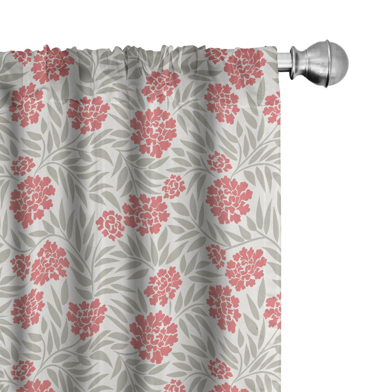 Dahlia Floral Semi-Sheer Rod Pocket Curtain Panels, 28" x 95"