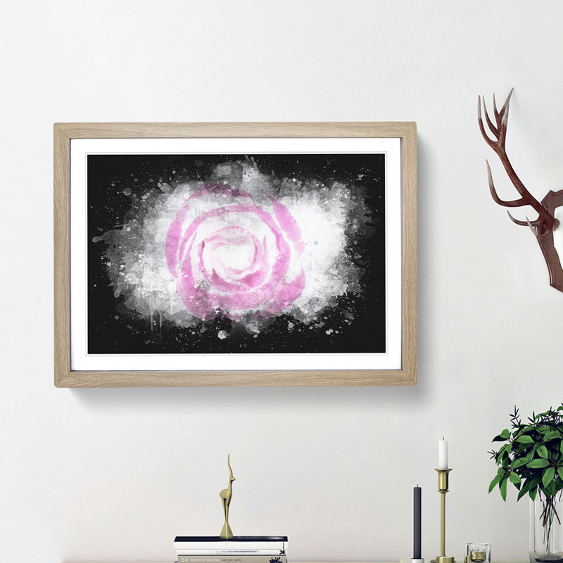 Pink Lisianthus Flower - Single Picture Frame Print on MDF, 33cm H x 45cm W x 2cm D, Oak Framed