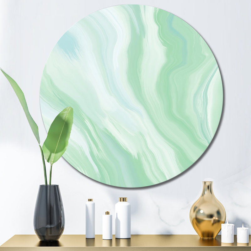 Vert sarcelle, rayures sur onyx - art mural moderne en métal, H 23 po x l 23 po x P 1 po