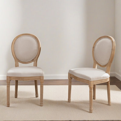 19.72" H Upholstered Side Chair King Louis Back Solid Wood Dining Chairs (Set of 2)