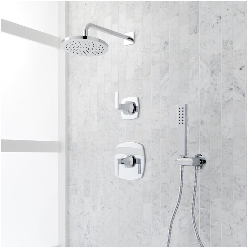 Sefina Pressure Balance Shower System with Hand Shower - Brushed Nickel, Chrome