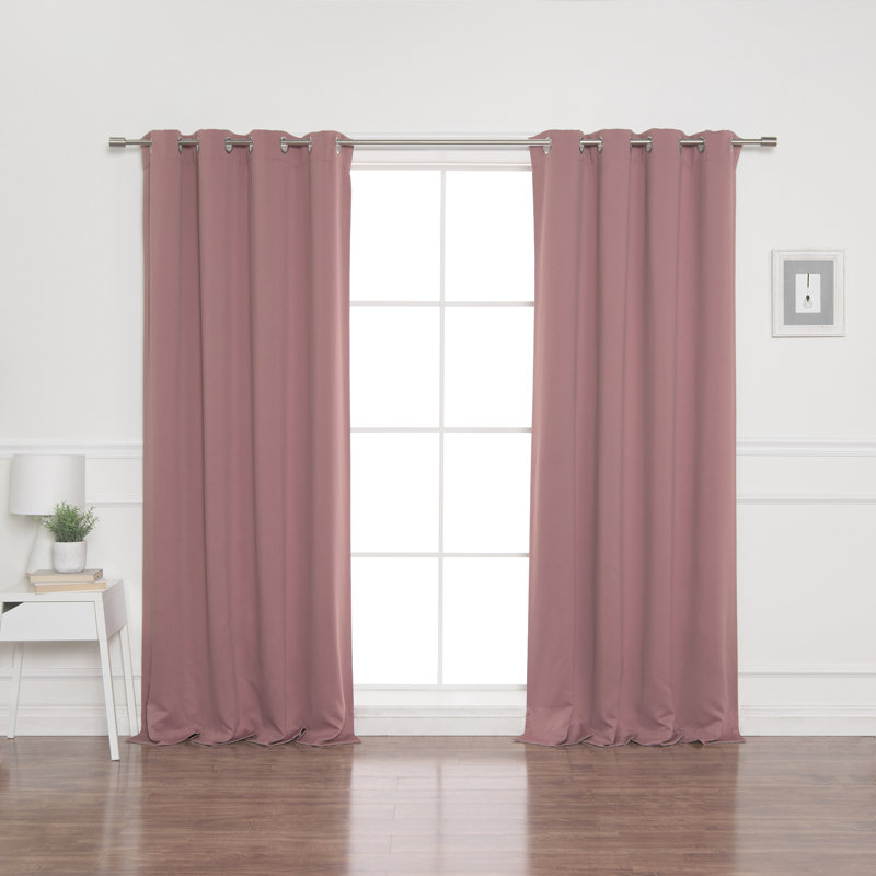 Schaeffer Solid Blackout Thermal Grommet Curtain Panels, 52" W x 84" L, Mauve
