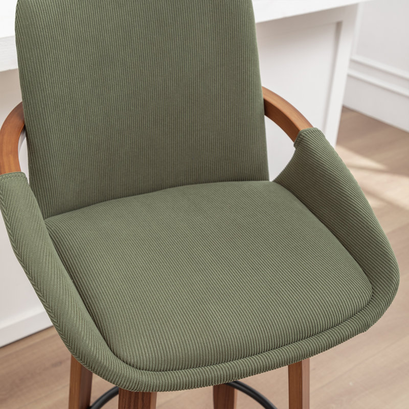 Carruth Swivel Upholstered Counter&Bar Stool, Green, Bar Stool (30" Seat Height)
