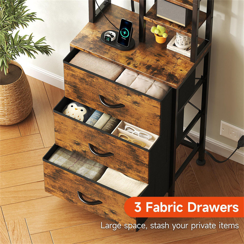 40cm W Metal Bedside Table