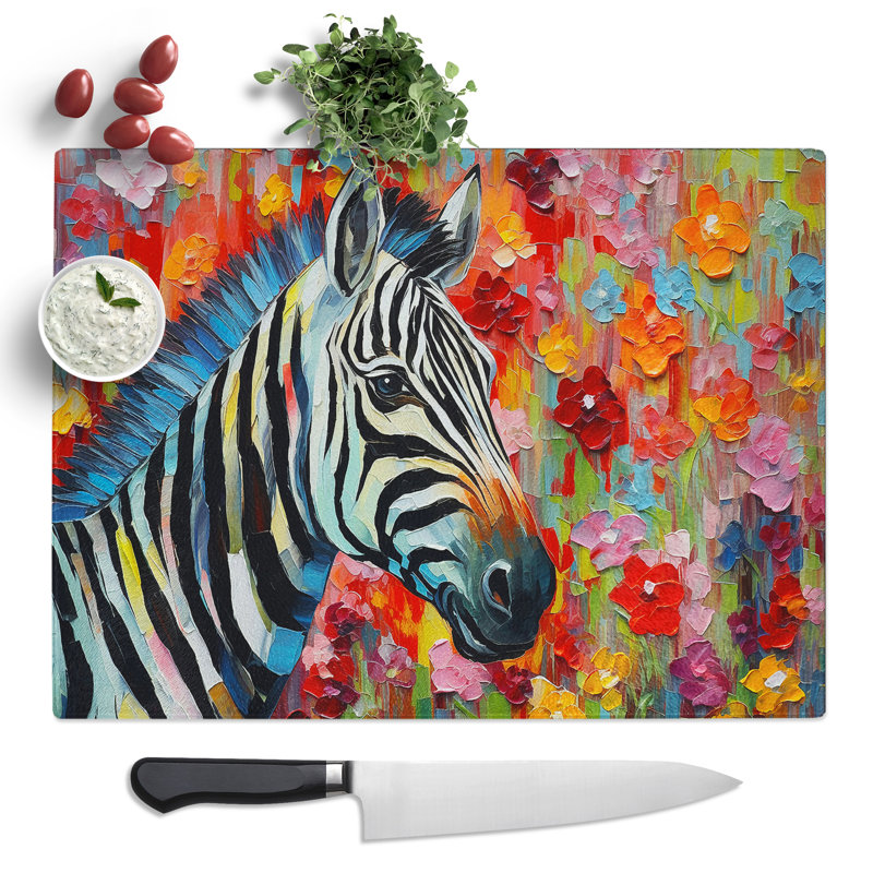 Zebra Palette Knife  Glass Chopping Board