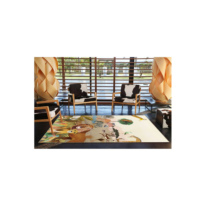 Tapis décoratif moderne à motif de girafe et de zèbre à thème Wild Jungle, Sous-tapis rectangulaire 3 pi 11 po x 5 pi 11 po i