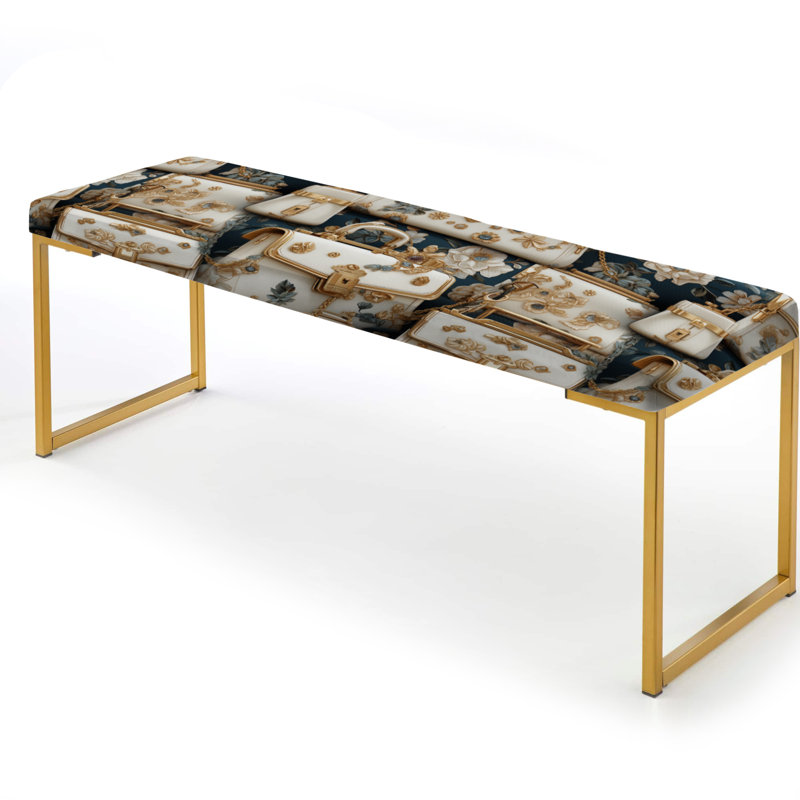 Caddell - Glam Upholstered Gold Bench