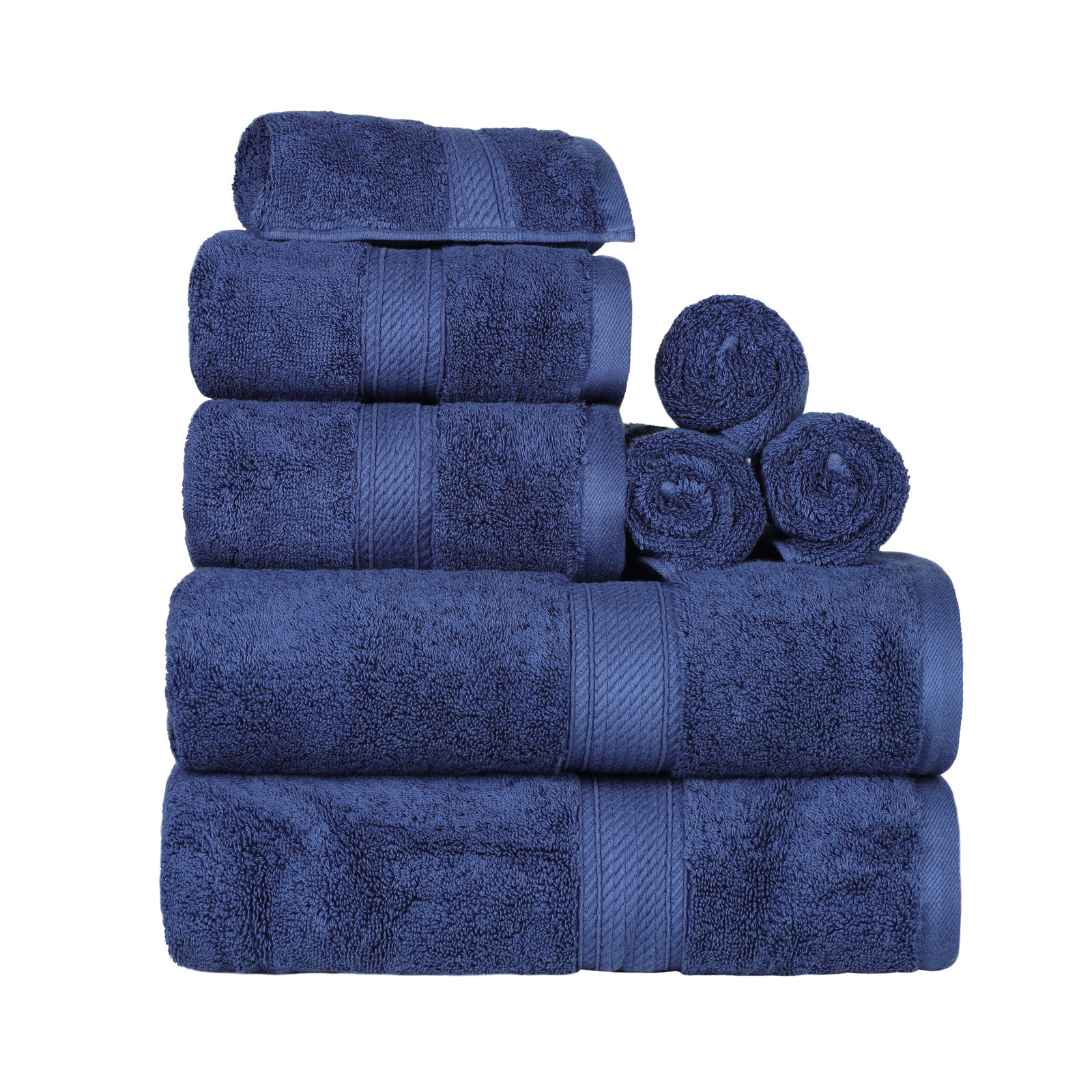 Renata 8-Piece Egyptian Cotton Towel Set, Navy Blue