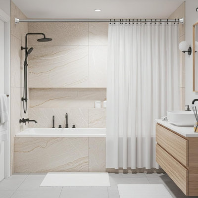 No Drill Tension Shower Curtain Rod 30-76 Inches, Brushed Nickel Stainless Steel 35 Lb Heavy Duty, 2" Anti-Slip Silicone Pads, Tool-Free Install For Bathroom, Closet, Kitchen, RV
