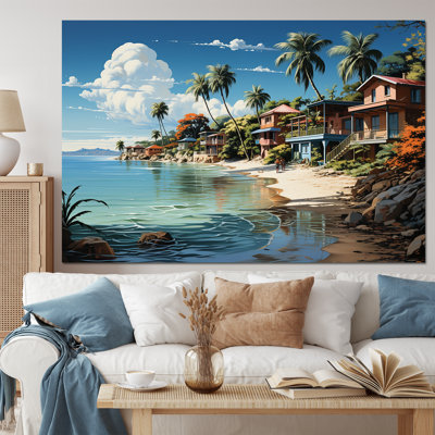 Beach Tropical Vibes - Coastal Beach, reproduction d'art sur toile encadrée