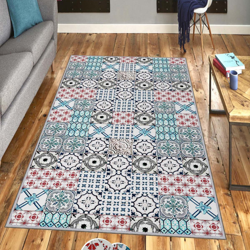 Premium Woven Area Rug, 100% Polyester, 4.6 x 7.2 ft | Antibacterial, Non-Slip PVC Dot Underside | 3D Digital Printing, Machine Washable, Pile Height: 0.3 in | Ideal for Living Room, Bedroom, and Dining Spaces