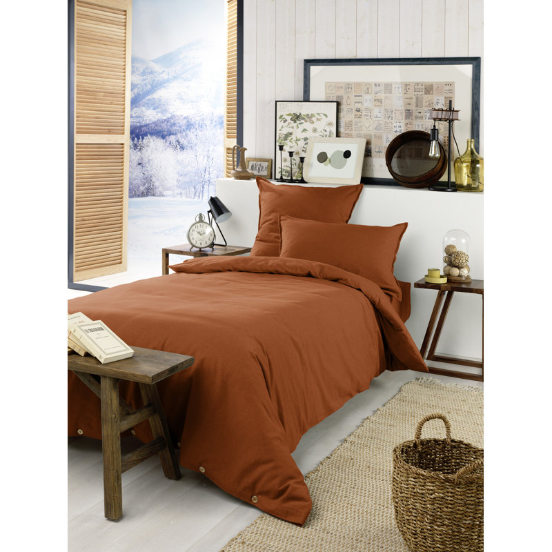Knighten 100% Cotton Flannel Fitted Sheet, 140 x 190 cm, Orange