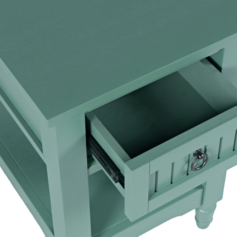 Table de bout avec tablette de rangement Pearce Modern Farmhouse - vert fougère, Vert