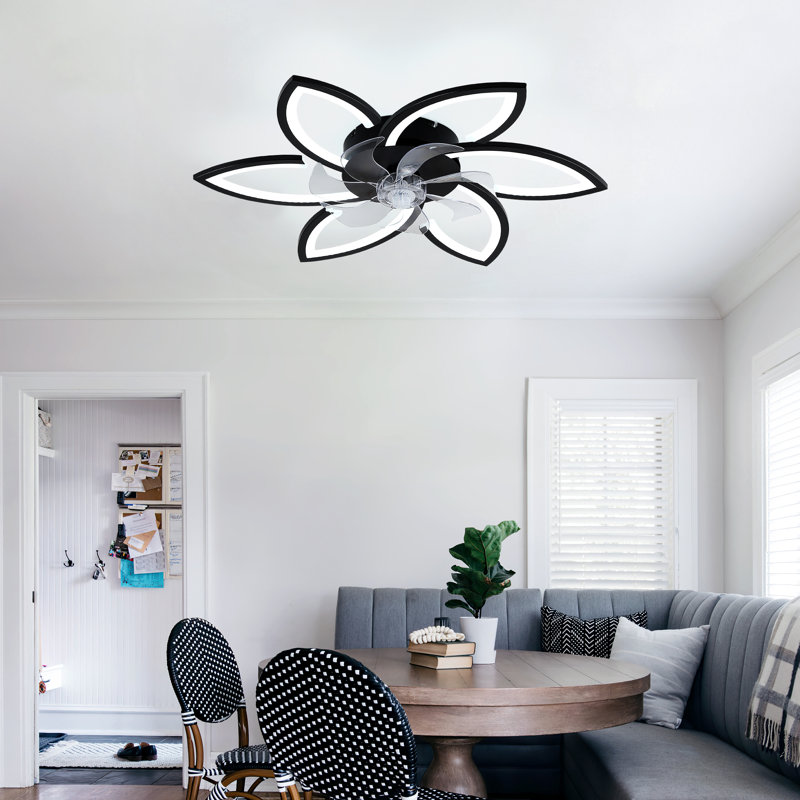 Flower-shaped Led Ceiling Fan With Remote, 30.7" Wide