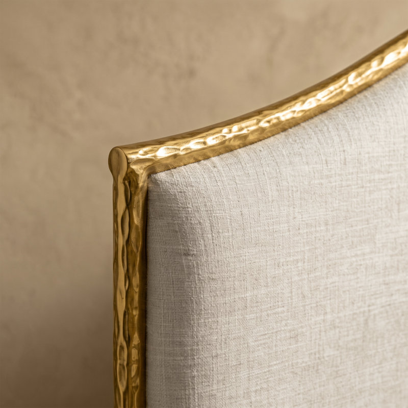 Lit plateforme tapissier Premier, Or/beige