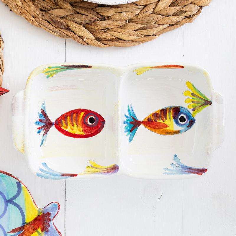 Pesci Colorati Terra Bianca Divided Serving Dish