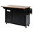 K&K 54.5" Farmhouse Kitchen Island with Power Outlet, Kitchen Storage Island  with Internal Storage Rack, Drop Leaf, Spice Rack, Rolling Kitchen Cart on Wheels, for Home, Kitchen and Dining Room,Black
