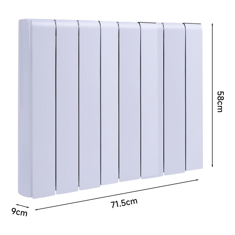 Symple Stuff 5120 BTU Electric Panel Space Heater with Adjustable Thermostat, 58cm H x 71.5cm W x 5.8cm D, White, 2000W