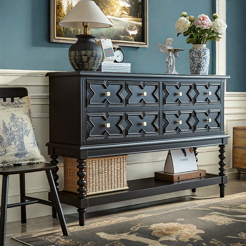 Elegant Black Solid Beech & Plywood Accent Chest