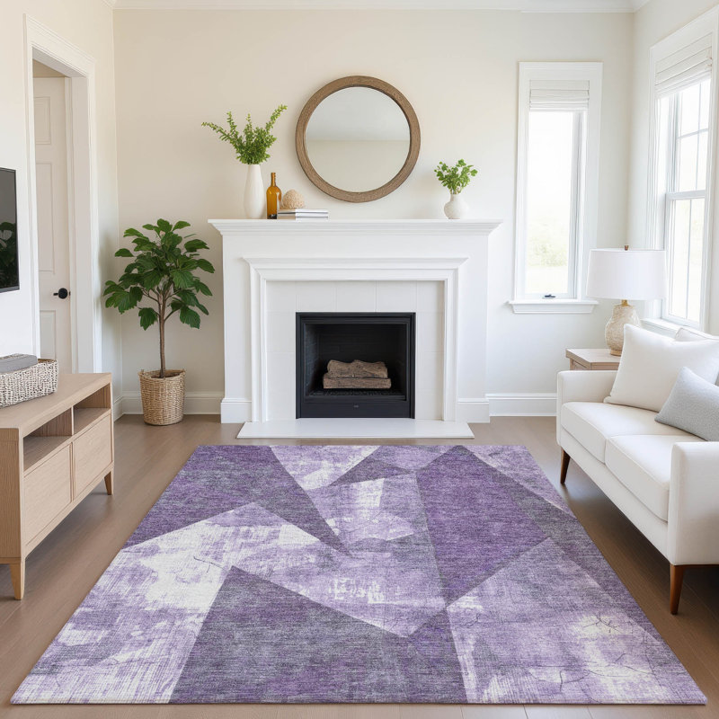 Tapis moderne lavable à la machine de qualité supérieure AMF1838, Rectangle 10 pi x 14 pi