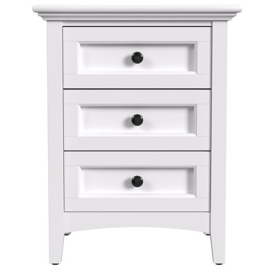 Melusina 3 Drawer Solid Wood Nightstand