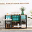 Armoire à vin à DEL avec supports en verre pour station de charge, brun rustique