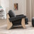 Thickly Padded Linen Solid Wood Armchair-243090306