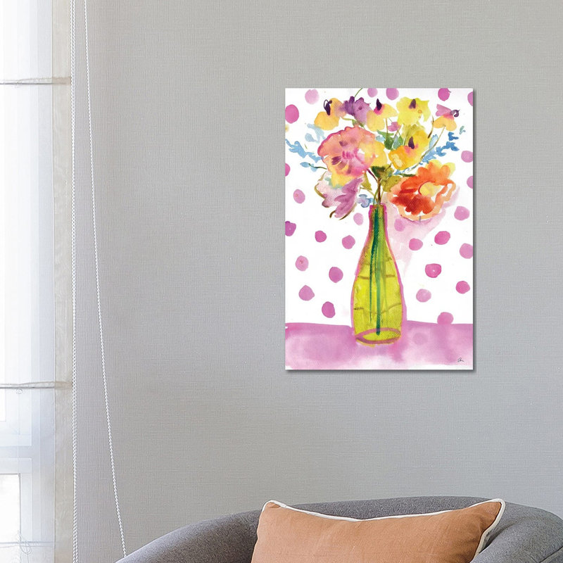 Polka Dot Blooms 1 Piece Wall Art on Canvas, 66.04 cm H x 45.72 cm W x 3.175 cm D, Does Not Apply