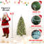 Arbre de Noël artificiel illuminé 6 pi avec verdure givrée, baies rouges et 380 lumières DEL blanc chaud pour le décor des Fêtes