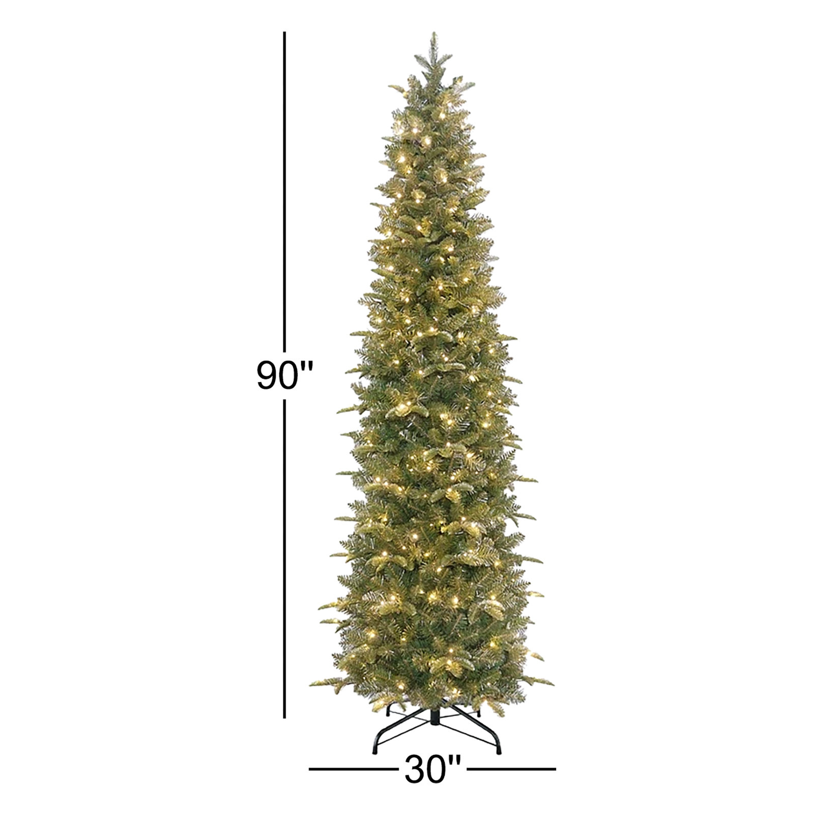 7.5' Pre-Lit Artificial Yardley Spruce Pencil Tree with 350 Dual-Color LED Lights and a Fresh Christmas Tree Scent Dispenser