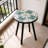 Onyx Patio Accent Table Round Ceramic Tabletop with Metal Frame, Indoor Small Decorative Plant Stand & End Table for Home, Patio, Garden-1893392333