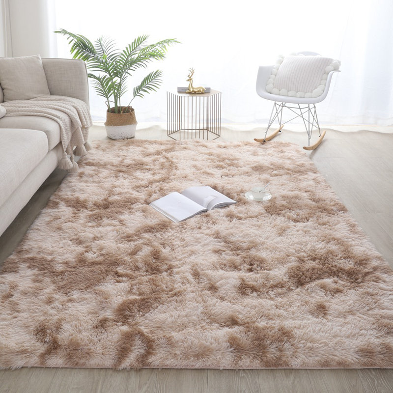 Fluffy Tie-Dye Gradient Area Rugs Carpet Rugs Bedroom Soft Long Plush Rug, Brown, 19.68 X 63", Runner 1'7" x 5'3", Brown