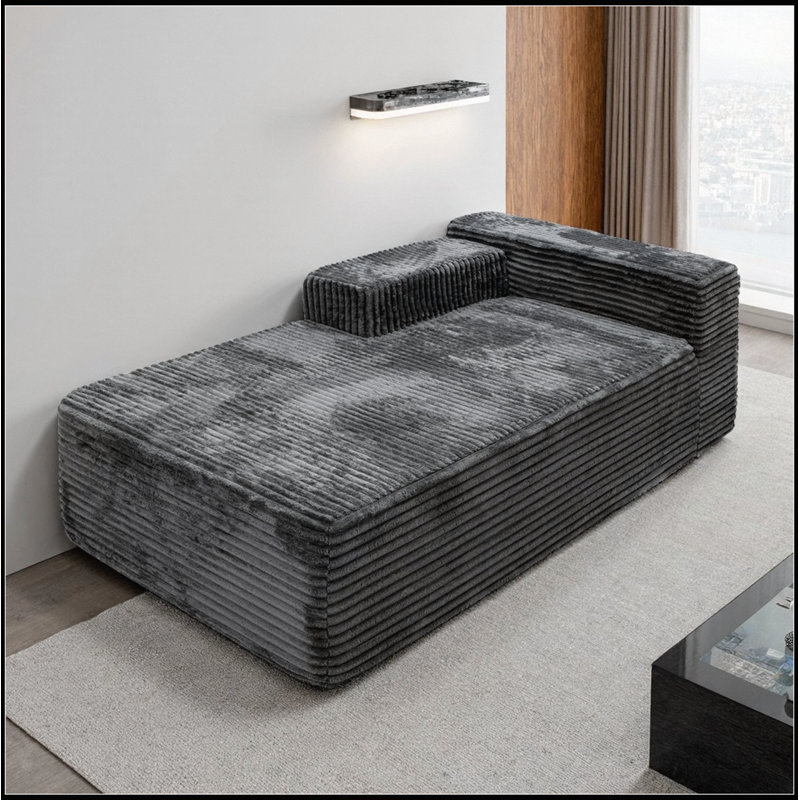 Canapé modulaire en velours côtelé moelleux avec méridienne Boneless