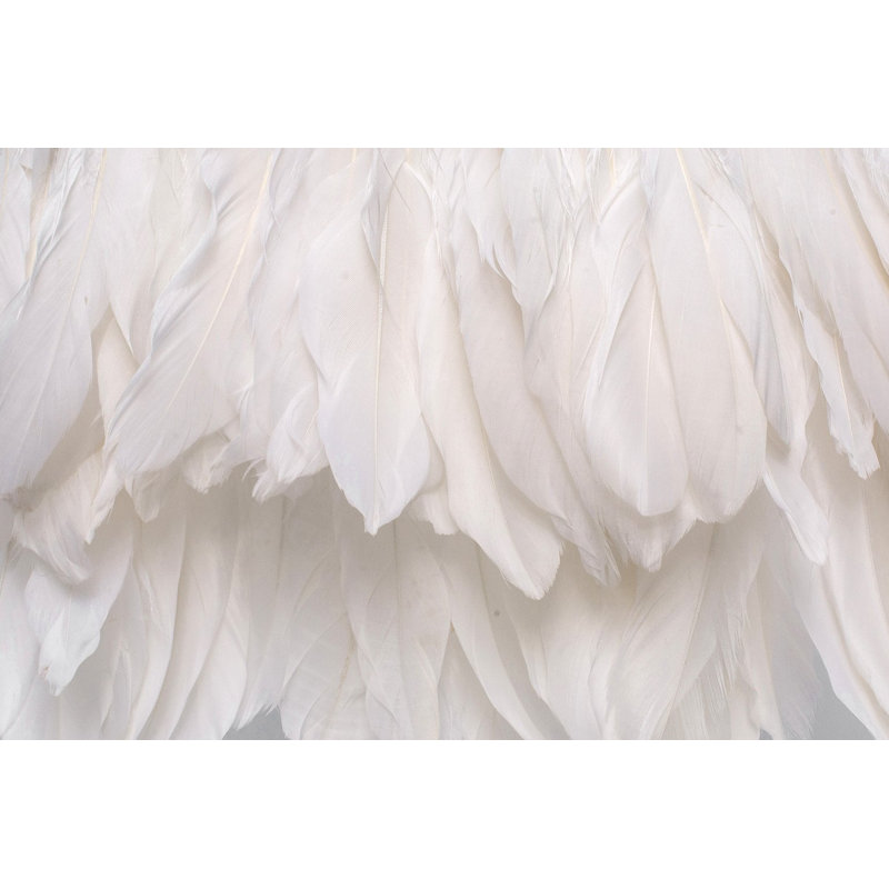 Abat-jour tambour en plumes (araignée), H 9,84 po x l 13,78 po x P 13,78 po, Blanc
