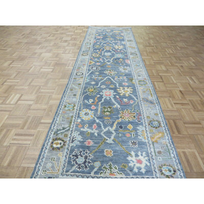 Tapis oriental gris noué à la main 3 pi 2 po x 11 pi 9 po Oushak 36800F8EECE342D1BFE0EFE631FE64E9