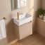 Meuble-lavabo suspendu de 45,7 cm (18 po) avec lavabo en céramique, armoire à une porte en bois clair pour salle d'eau