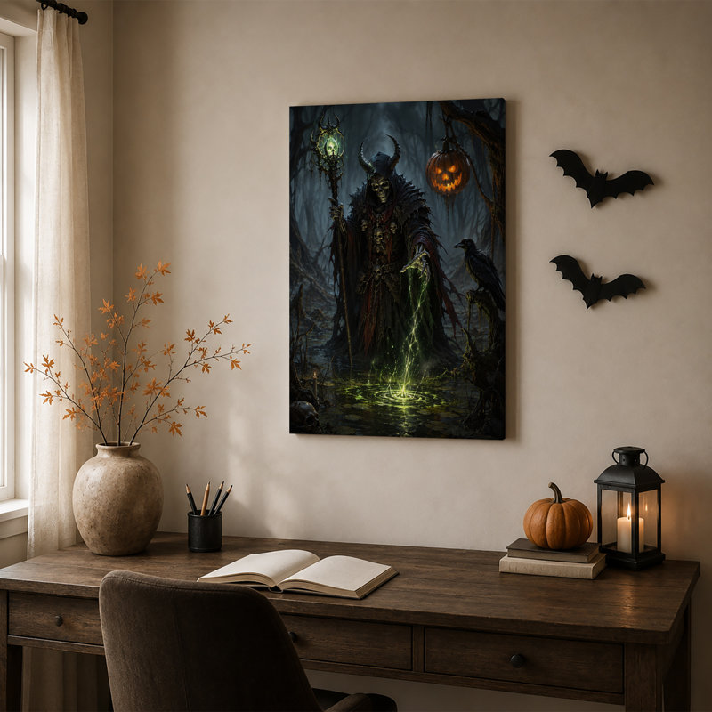 Art mural sur toile Horned Skeleton Wizard, H 18 po x l 12 po
