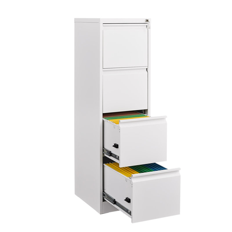 Pantelia Metal Office File Cabinet With Lock - 4 Drawers For Organized Storage Fits A4 Legal/Letter Size White Drawer Secure Document Holder