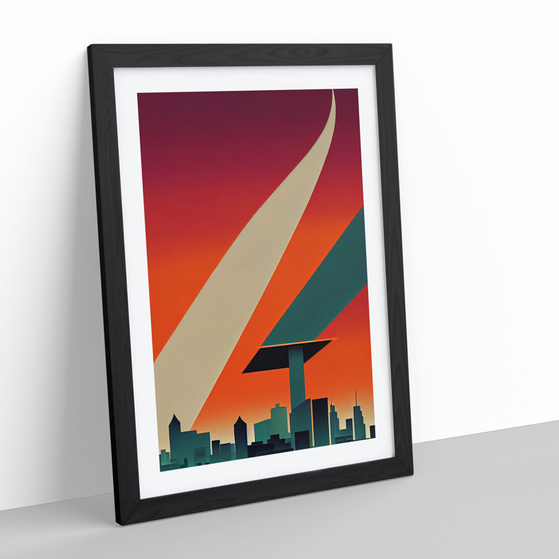 City Skyline Deco No.6 1 Piece Single Picture Frame Wall Art, 34cm H x 25cm W x 2cm D, Black