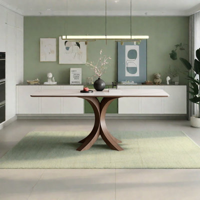Sintered Stone Dining Table with Solid Wood Suppor