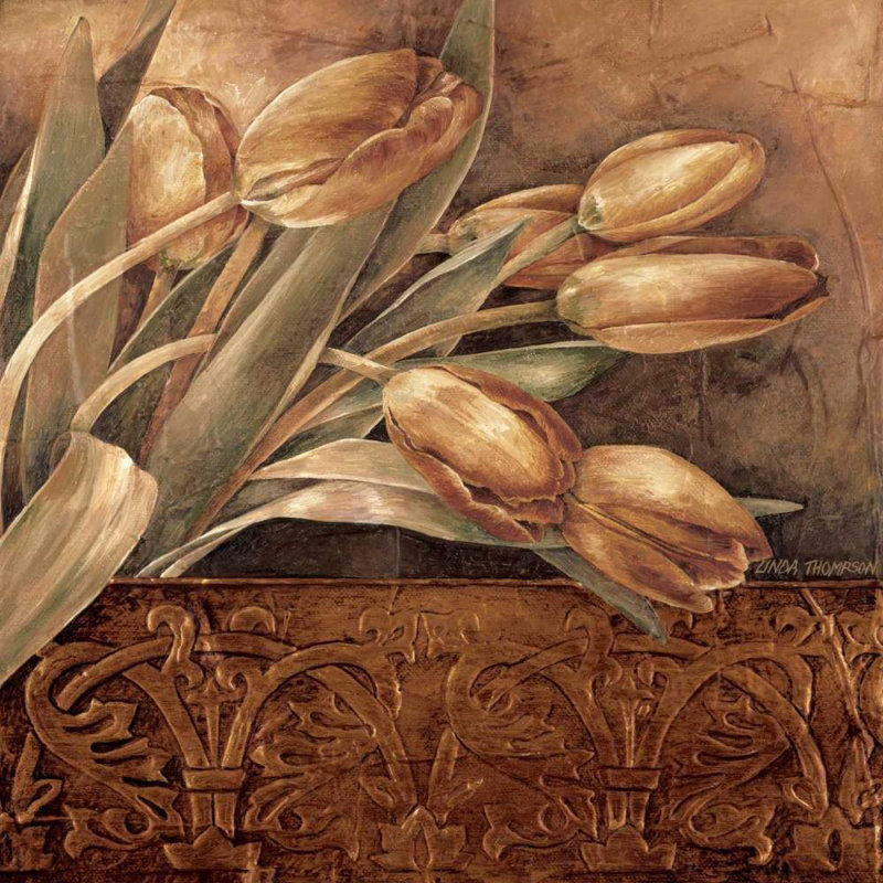 Art sur toile tendue, Astoria Grand Thompson, Linda, Copper Tulips II, H 20 po x l 20 po