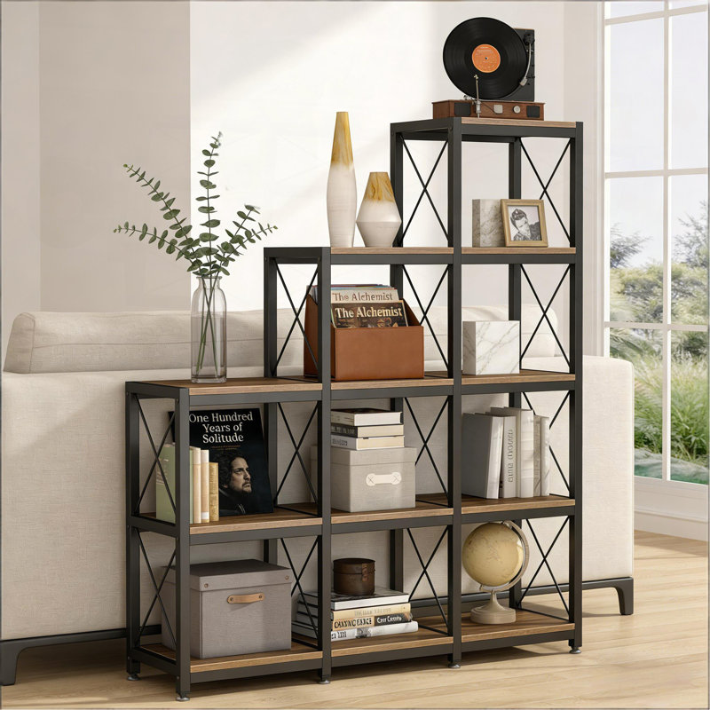 Étagère d'angle, étagère en échelle, bibliothèque en forme de L