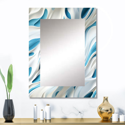 Blue And White Snowy Serenity - Abstract Mirror Wall Decor